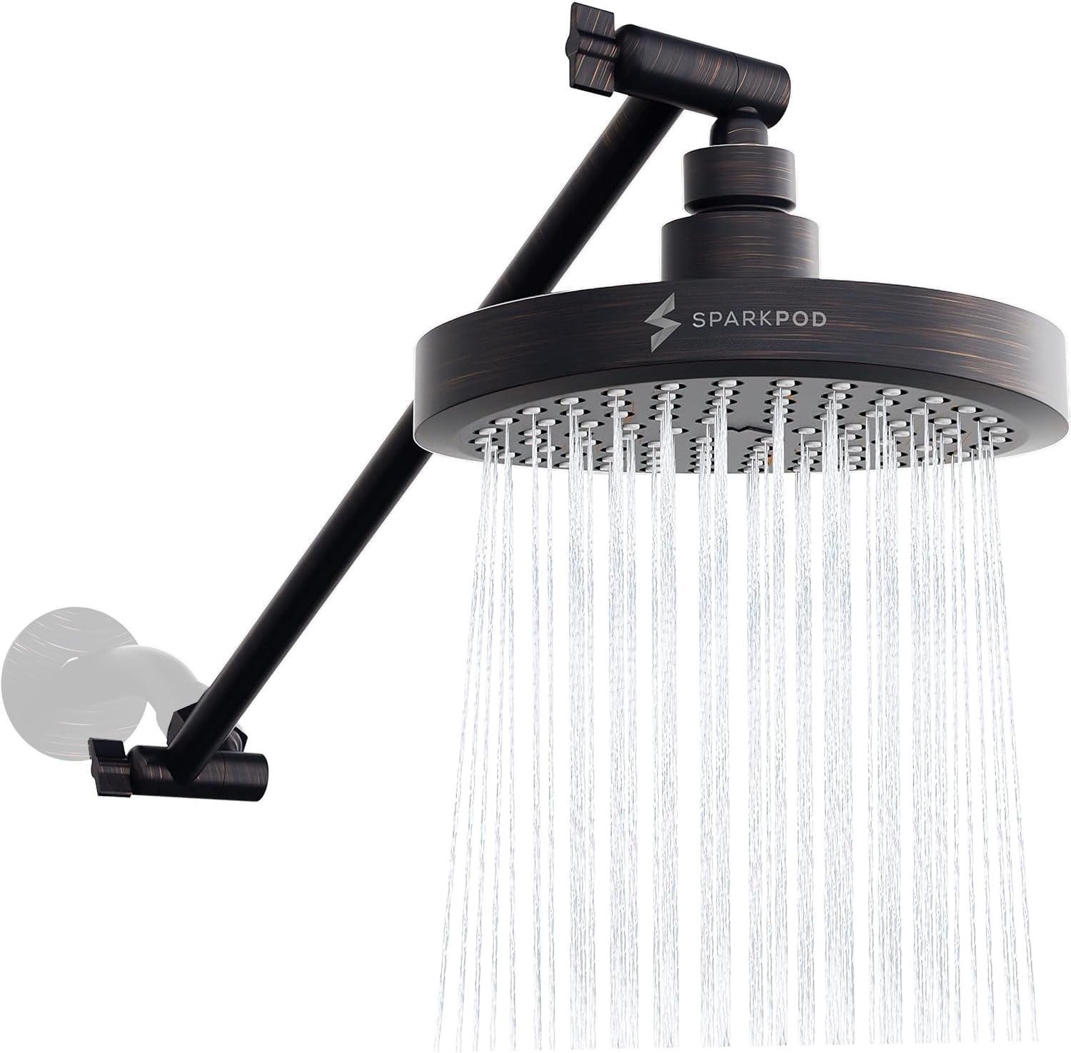 Oil-Rubbed Bronze High-Pressure Rain Shower Head with 16 Inch Matching Arm