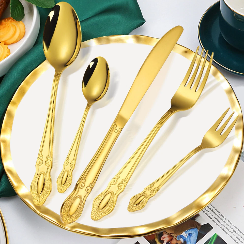 Juego de cubiertos 40 piezas Elegant Royal 8 personas 18/10 acero inoxidable pulido brillante - Imagen 3 de 4