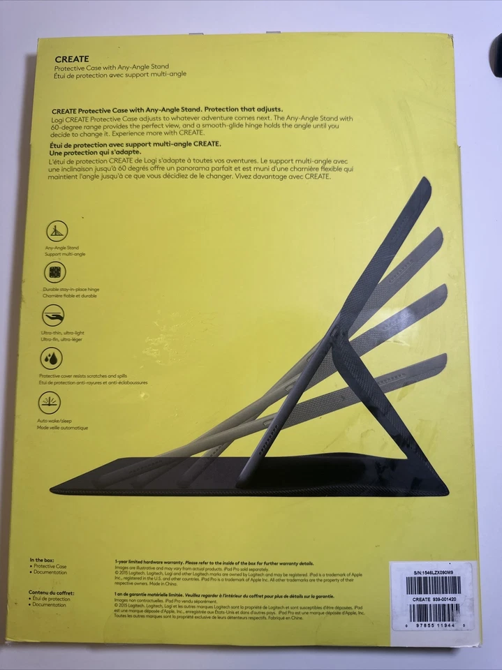  Logitech Logi PURPLE iPad PRO Create Protective Case Any Angle Stand Fold - Image 2 of 4