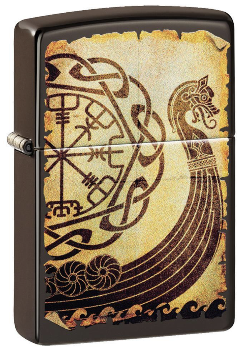 Zippo Color Image Viking Drakkar Warship, Boat Lighter, 49182, New