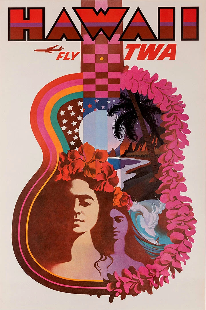 Twa Airlines Hawaii Vintage Travel Print Wall Art Home Decor - POSTER 20x30