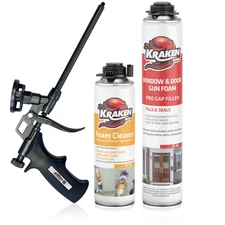 Kraken Bond PRO Window & Door Low Exp Gap Filler Gun Foam 24oz 1Pk Gun Incl. Set