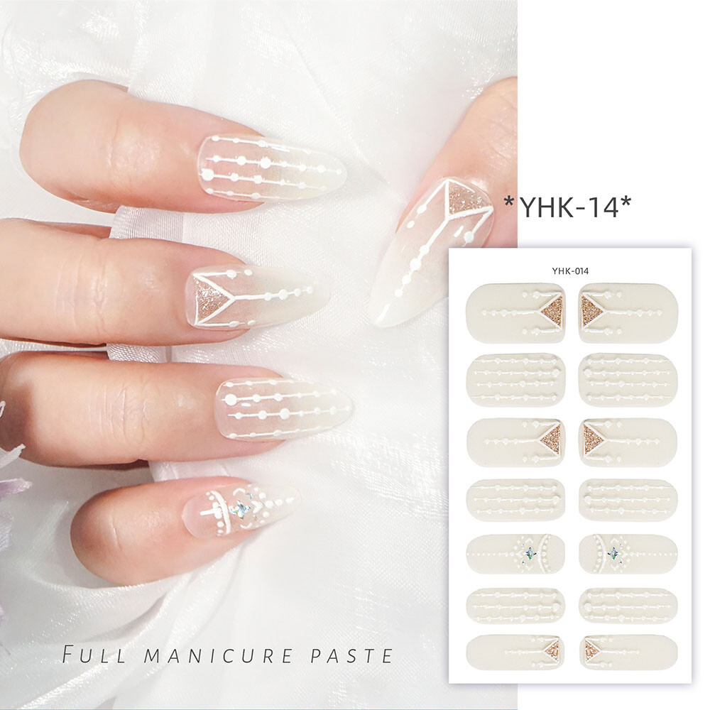 Semicured UV Gel Nail Art Stickers Full Cover Nail Strips Press On