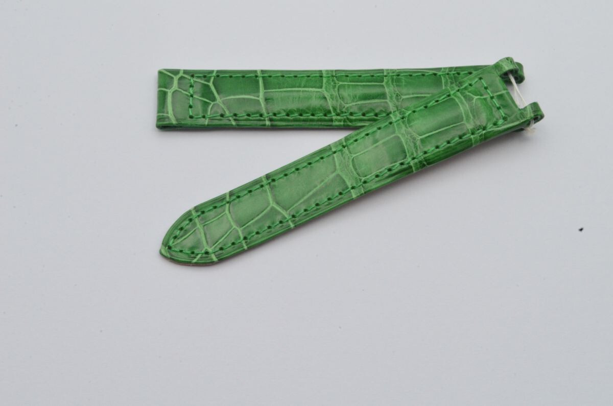 Cartier Pasha 16-14mm Green Leather Bracelet with Folded Clasp