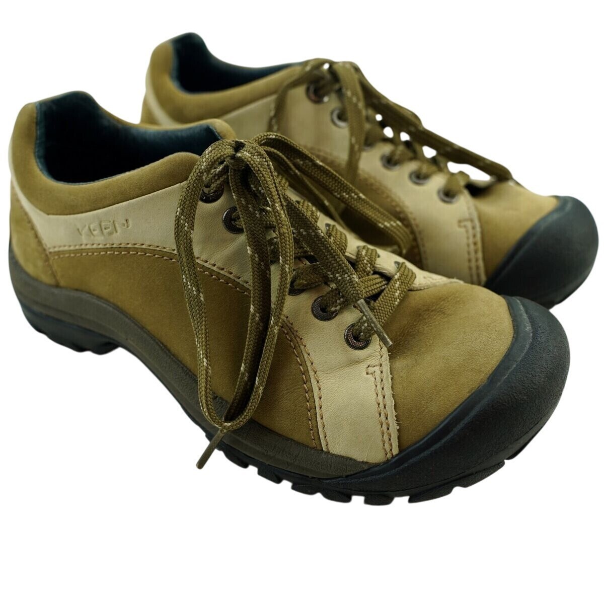 Scarpe da trekking Keen in pelle antiscivolo antiolio bicolore marrone beige donna 7