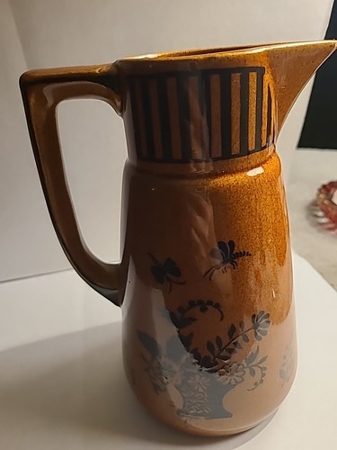 Vintage Czechoslovakia Art Pottery Vase Silhouette brown pitcher - Picture 3 of 5