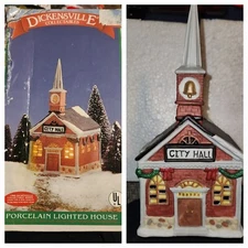 Dickensville Porcelain House for Christmas Village - City Hall *no light cord 