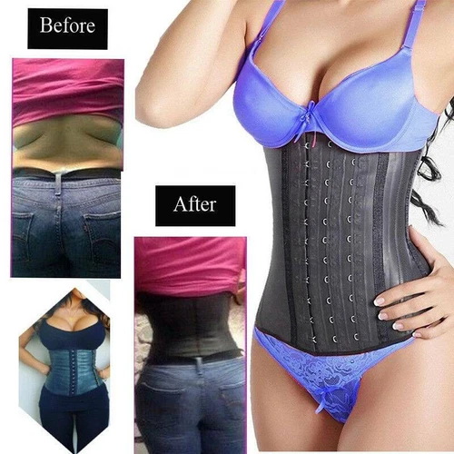 UK Latex Corset Body Shaper Waist Trainer Cincher Tummy Control Girdle Shapewear - Picture 1 of 25