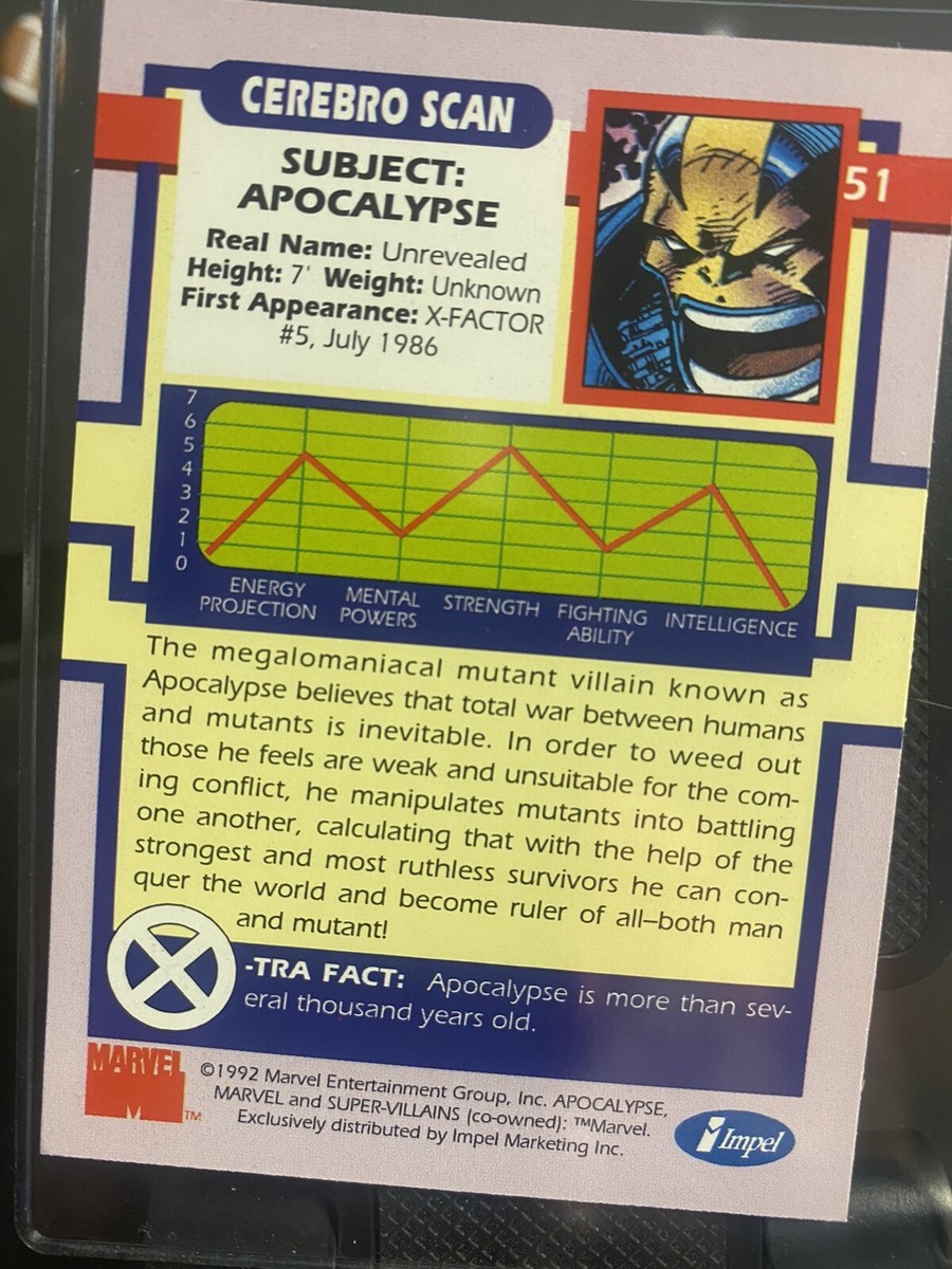 Apocalypse 1992 Marvel #51 X-Men Super Villains Impel Series 1