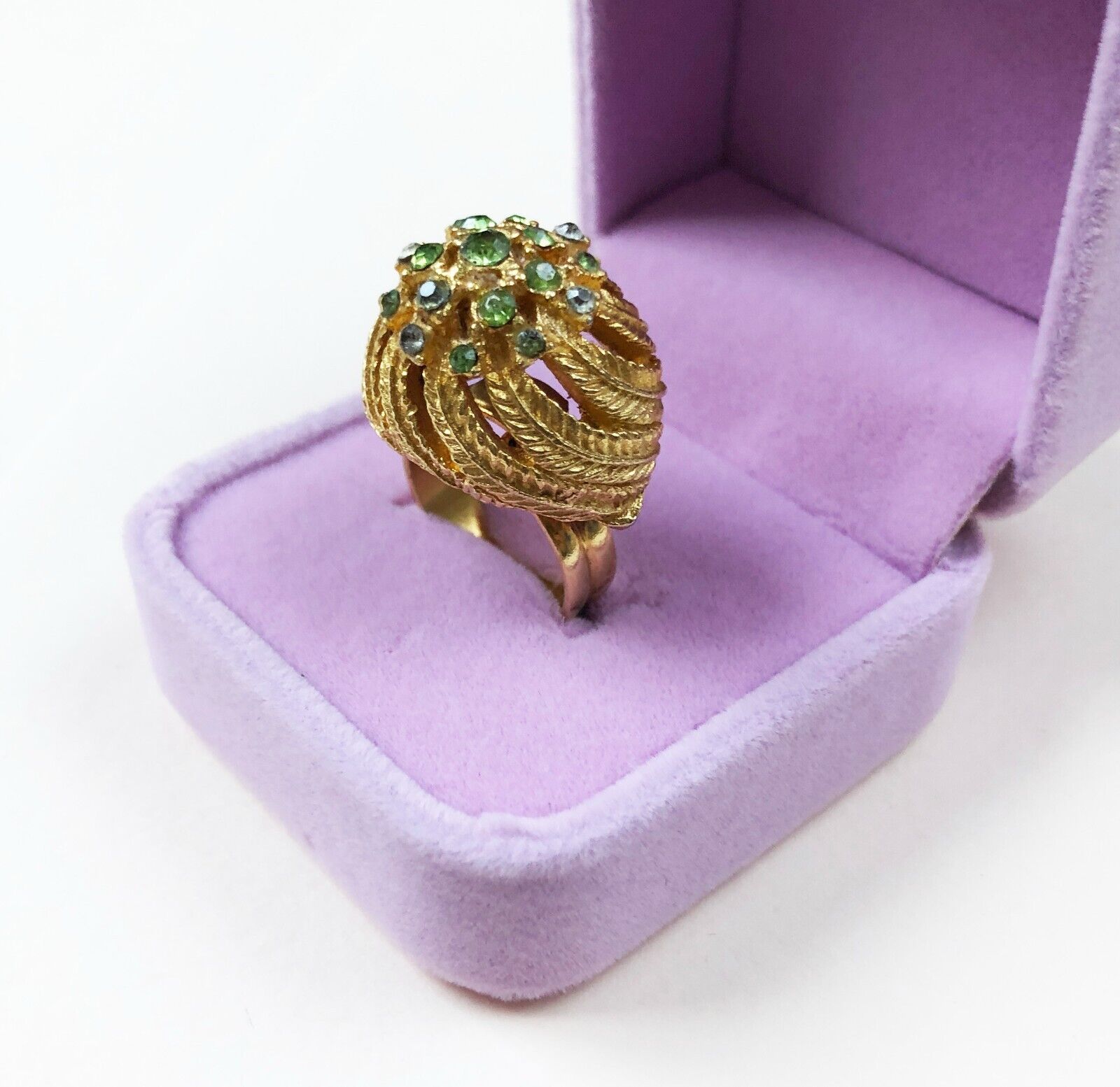 Huge cocktail ring gold, large quirky textured fl… - image 6