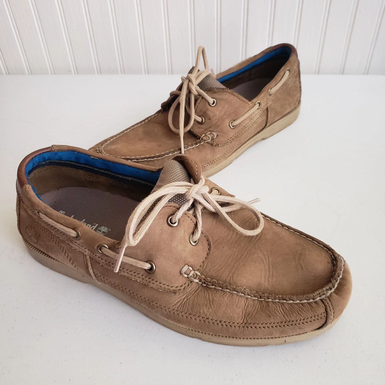 Mocassino da barca Timberland classico 2 occhielli in pelle marrone chiaro scarpe da uomo taglia 11 M