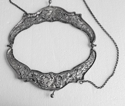 Antik REPOUSSE 800 Silber verziert FLORAL & figürlich KIRSCHBAUM Geldbörse Rahmen groß - Bild 5 von 6