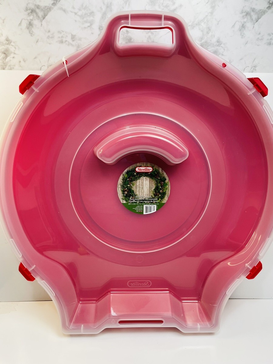 Sterilite Plastic 24” Wreath Storage Box Container with Handle