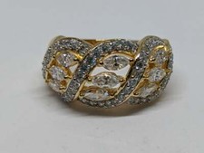 LOVELY Size 7.25 Sterling Gold Accent Vermeil Ring Dome Style Clear CZ Stones