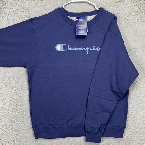 Champion Crewneck Sweatshirt Mens Large Blue Long Sleeve Pullover Sweater NEW