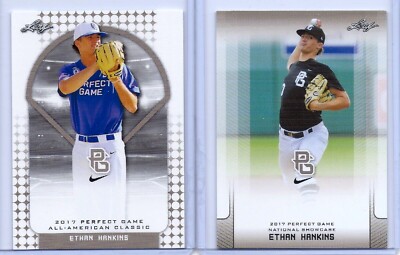 (2) Ethan Hankins 2017 ''Erste Gedruckte'' Leaf Perfect Game Rookie Karte Los!
