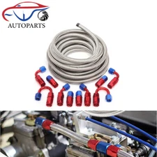 AN6 -6AN AN-6 3/8 Fitting Stainless Steel Braided Oil Fuel Hose Line 20FT Kit