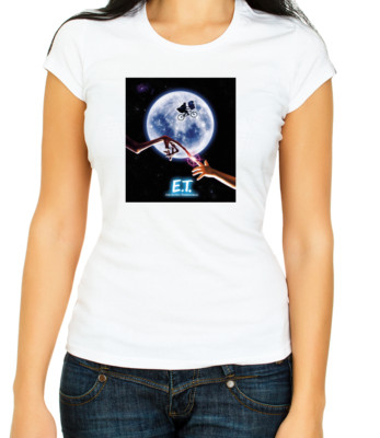 Filmposter E.T. the extra terrestria 3/4 kurzärmeliges T-Shirt Frau G093