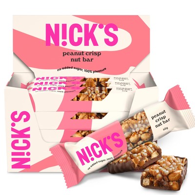 NICKS Nut Bar Peanut Crisp, veganer Keto-Snack mit Schokolade, 5,9 Netto-Kohl...