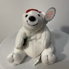 Vintage 1997 Coca Cola Polar Bear Plush Bean Bag Style 0111 Red Baseball Cap WT
