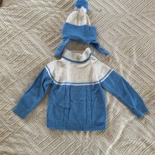 Vintage Baby Sweater and Hat 100 Acrylic Made In Taiwan old/1990s/1980s