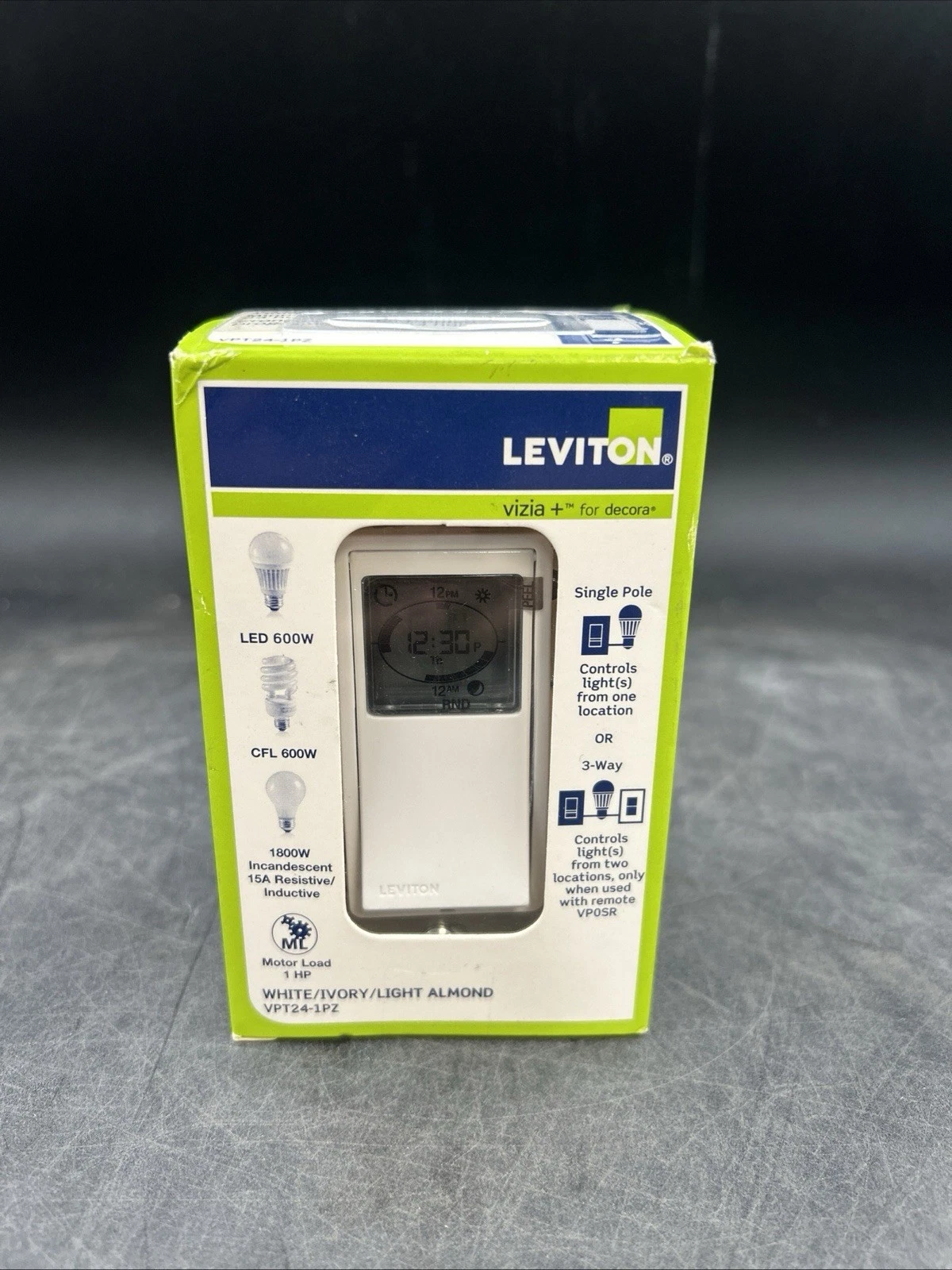 Leviton VPT24-1PZ Vizia 24-Hour Programmable Indoor Timer - White/Ivory
Opens in a new window or tab