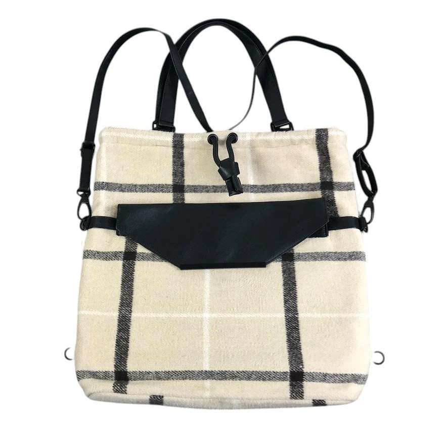 BEIS Messenger Beige Plaid Tote Backpack with Envelope Pocket BÉIS  main image 2