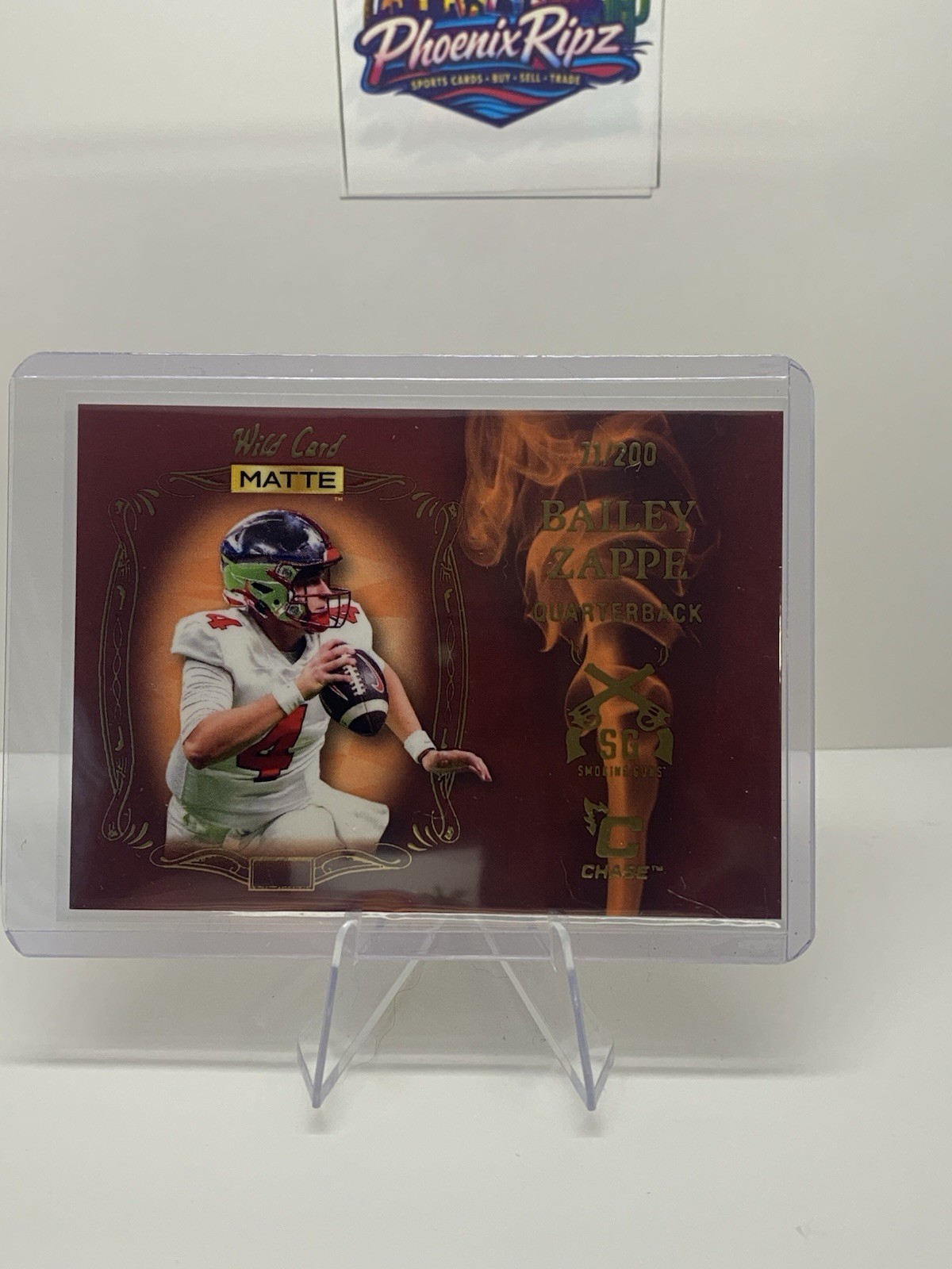 Bailey Zappe Wild Card Matte Green Draft Picks Smoking Guns #SG1 Red