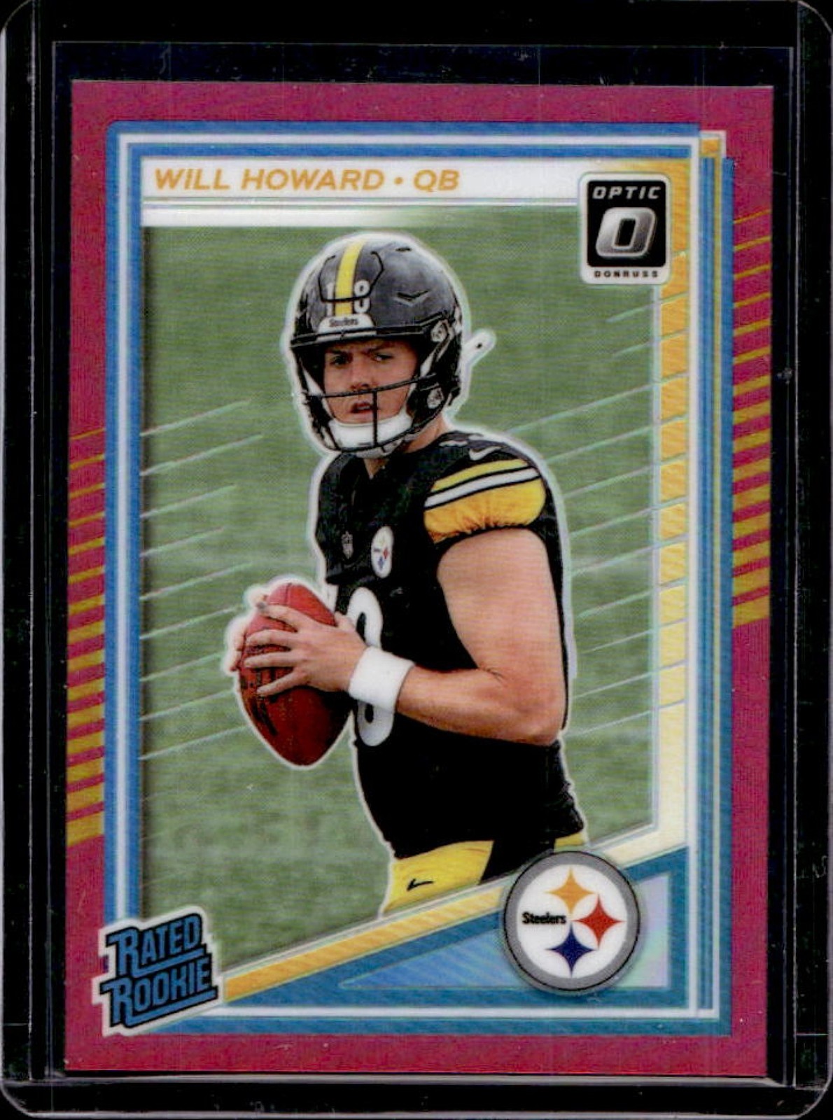 2025 Panini Donruss Optic Will Howard Rated Rookie Pink Prizm #233 Steelers
