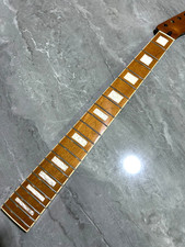 DIY Gloss 25.5inch 22 Fret Roasted maple block Inlay Electric guitar Neck part