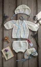 Spring Baby Boy Handmade Crochet Baptism Christening Baby Outfit Set 3-6 Months