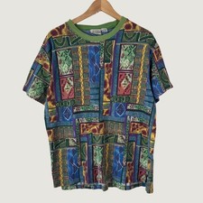 Vintage T-Shirt Sz M Multicolor Geometric Abstract 90s Retro Indie Aztec Tribal