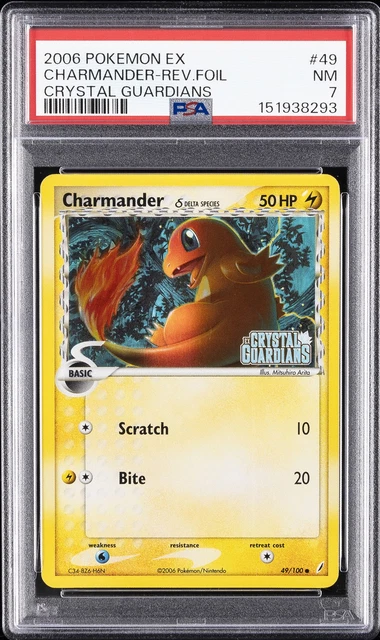 2006 POKEMON EX CRYSTAL GUARDIANS #49 CHARMANDER-REVERSE FOIL PSA 7