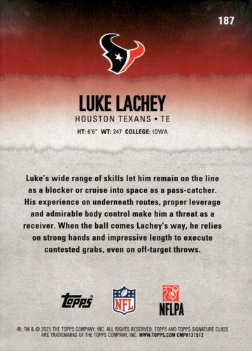 2025 Topps Signature Class #187 Luke Lachey Red & Black - Picture 2 of 2