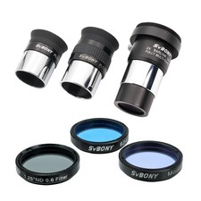 SVBONY SV233 7-Piece Eyepiece  Filter Accessory Kit, Includes Two 1.25  E