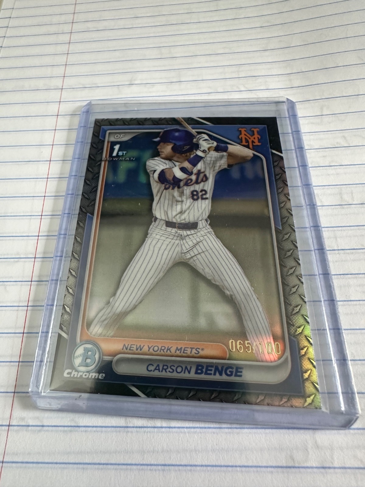 2024 BOWMAN DRAFT CHROME CARSON BENGE /100 STEEL METAL REFRACTOR 1ST #BDC-28