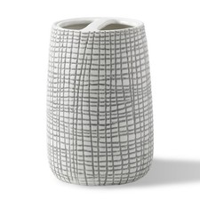Cassadecor Cestino Toothbrush Holder Gray Embossed Porcelain Bathroom Accessory