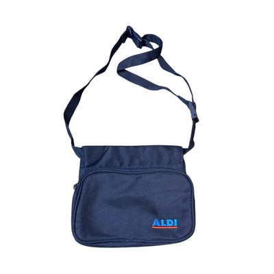 Aldi Umhängetasche Mini Messenger Bag blau Reißverschluss verstellbar seitliche Entriegelungsschnalle