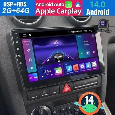 2+64G Carplay Android 15 Autoradio GPS RDS Navi für Audi A3 S3 RS3 8P 8V +Kam