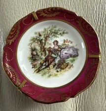Plato retrato miniatura de porcelana Limoges con soporte/soporte pareja de cortejo