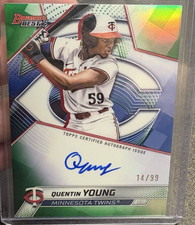 Topps 2025 Bowman's Best Quentin Young Twins Green Refractor Rookie Auto /99