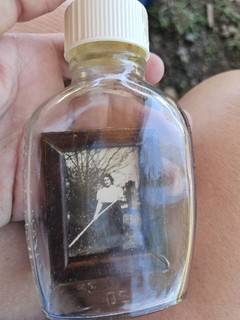 Vintage Bayer Asprin Bottle With Framed Picture Inside