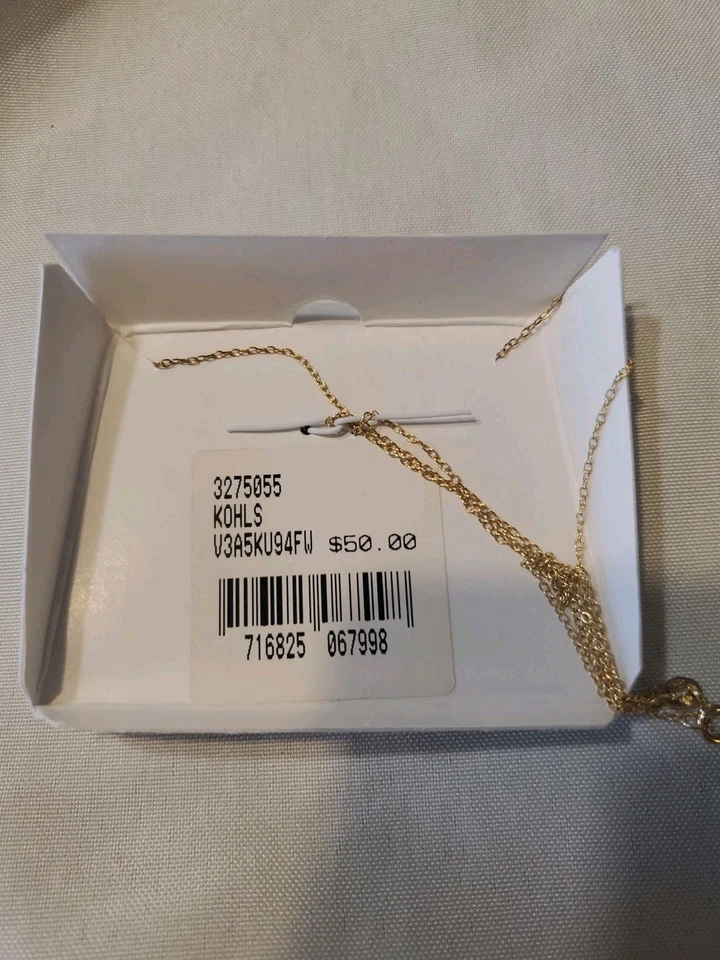 18K Gold over Silver Sapphire Diamond Accent Past Present Future Necklace Q19 - Image 4 of 4