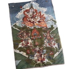 Vintage Tibetan Palden Llhamo Buddhist Tapestry Thangka Wall Hanging Home Decor