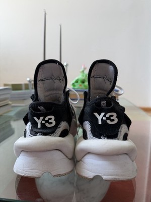 adidas Y-3 Kaiwa Black White Leather Low Top Sneakers Lace Up