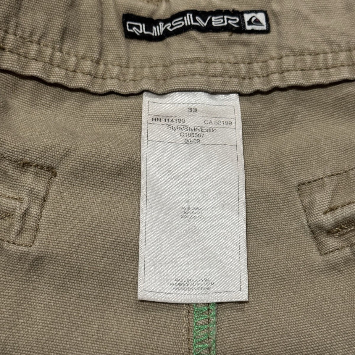 VTG Quiksilver Pants Mens 32x31 Baggy Cargo Skater Surfer Y2K 90s