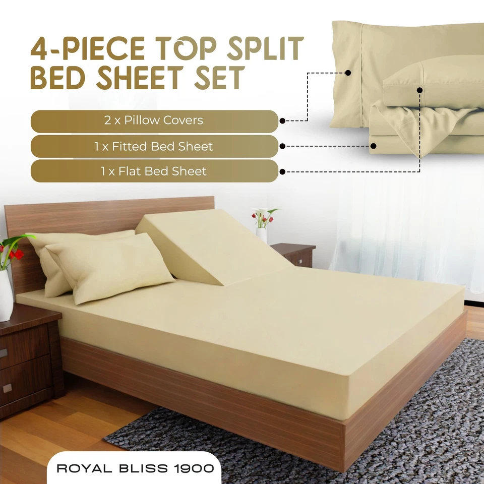 Conjunto de lençóis king top dividido luxo para camas ajustáveis macio durável lavagem na máquina... - Imagem 4 de 4