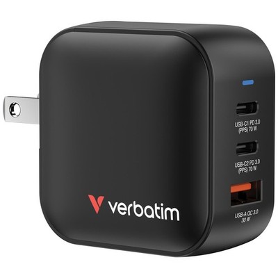 verbatim 70W USB-A, 2x USB-C Mini GaN Ladegerät, schwarz