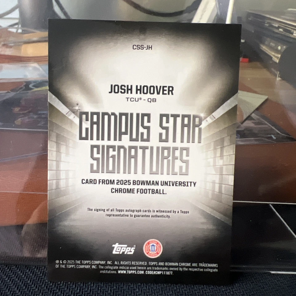 Bowman Chrome U Campus Star Signatures Josh Hoover 2025 negro/10 🔥 TCU Foto 4 de 4