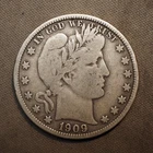 1909 **S** BARBER SILVER HALF DOLLAR ***NICE COIN!***  FREE SHIPPING! C1952